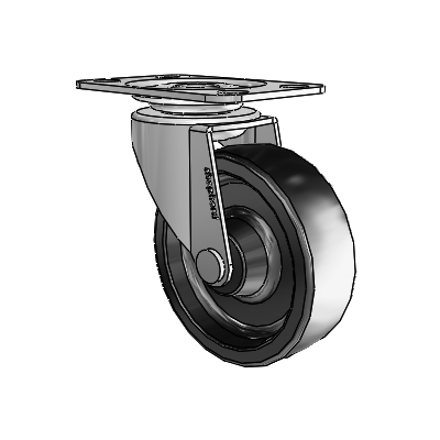 Regent Top Plate Polished Nickel Swivel Caster with 2.5 x .8125 Black Polyolefin Wheel