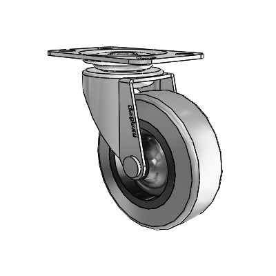 Regent Top Plate Polished Nickel Swivel Caster with 2.5 x .8125 Grey Thermoplastic Rubber Wheel