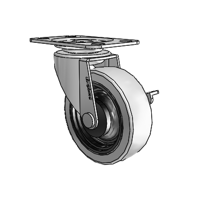 Regent Top Plate Polished Nickel Swivel Caster with 2.5 x .8125 Grey Thermoplastic Urethane Wheel and Side Brake