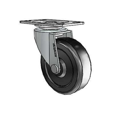 Regent Top Plate Zinc Swivel Caster with 2.5 x .8125 Black Hard Rubber Wheel