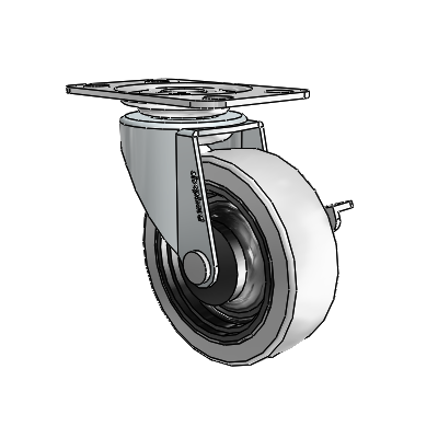 Regent Top Plate Zinc Swivel Caster with 2.5 x .8125 Grey Thermoplastic Urethane Wheel and Side Brake