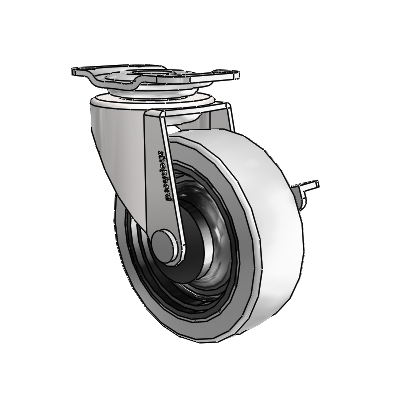 Regent Top Plate Bright Chrome Swivel Caster with 2.5 x .8125 Grey Thermoplastic Urethane Wheel and Side Brake