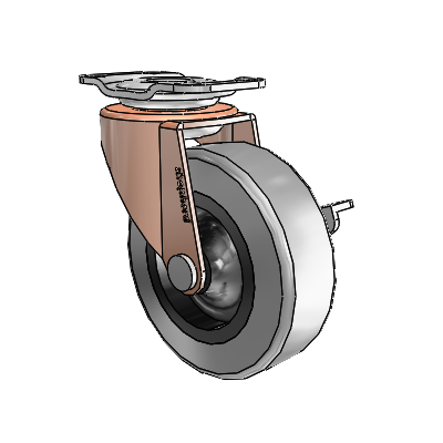 Regent Top Plate Copper Oxide Swivel Caster with 2.5 x .8125 Grey Thermoplastic Rubber Wheel and Side Brake