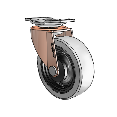 Roulette pivotante Regent à plaque supérieure en oxyde de cuivre, équipée d'une roue en uréthane thermoplastique gris de 2,5 x 0,8125