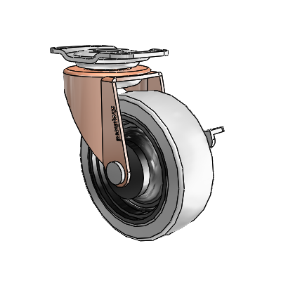 Regent Top Plate Copper Oxide Swivel Caster with 2.5 x .8125 Grey Thermoplastic Urethane Wheel and Side Brake