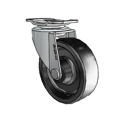 Regent Top Plate Zinc Swivel Caster with 2.5 x .8125 Black Polyolefin Wheel