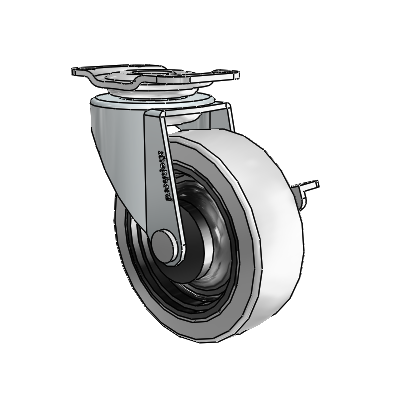 Regent Top Plate Zinc Swivel Caster with 2.5 x .8125 Grey Thermoplastic Urethane Wheel and Side Brake