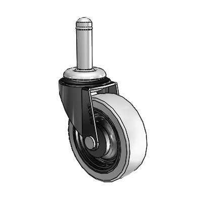 Roulette pivotante Regent Grip Ring à revêtement noir oxydé, équipée d'une roue en uréthane thermoplastique gris de 2,5 x 0,8125