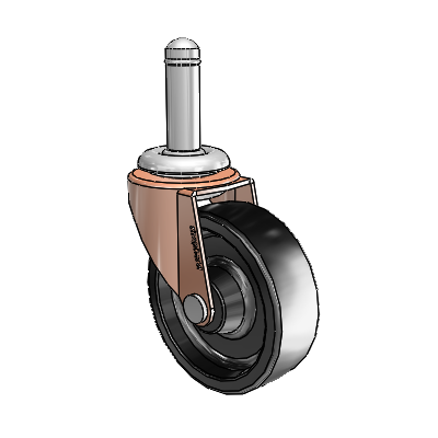 Roulette pivotante Regent Grip Ring à bague en oxyde de cuivre, équipée d'une roue en polyoléfine noire de 2,5 x 0,8125