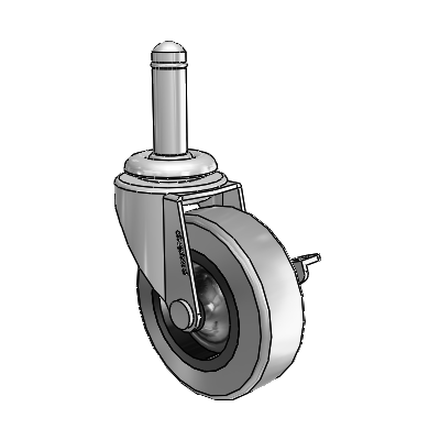 Regent Grip Ring Polished Nickel Swivel Caster with 2.5 x .8125 Grey Thermoplastic Rubber Wheel and Side Brake