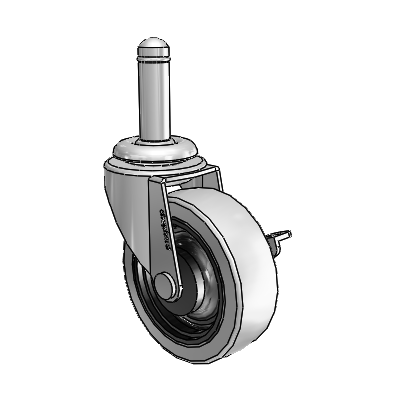 Regent Grip Ring Polished Nickel Swivel Caster with 2.5 x .8125 Grey Thermoplastic Urethane Wheel and Side Brake