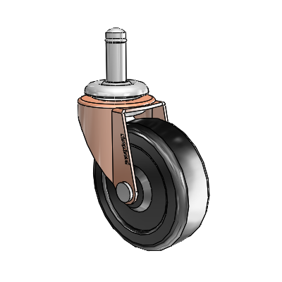 Regent Grip Ring Copper Oxide Swivel Caster with 2.5 x .8125 Black Hard Rubber Wheel