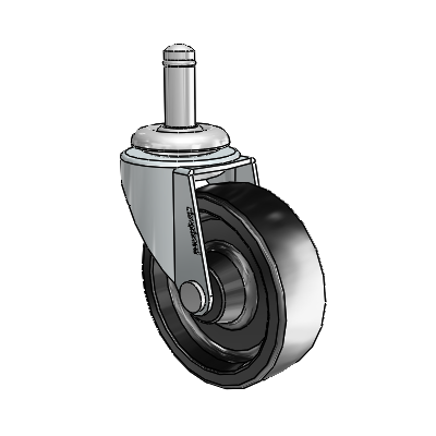 Roulette pivotante Regent Grip Ring en zinc avec roue en polyoléfine noire de 2,5 x 0,8125