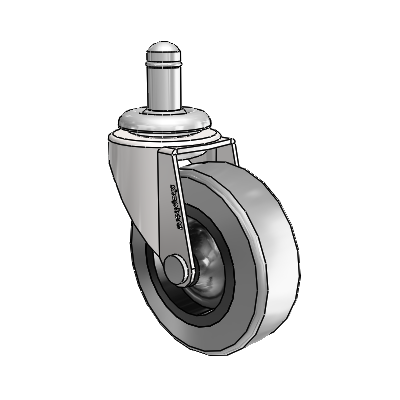 Regent Grip Ring Bright Chrome Swivel Caster with 2.5 x .8125 Grey Thermoplastic Rubber Wheel