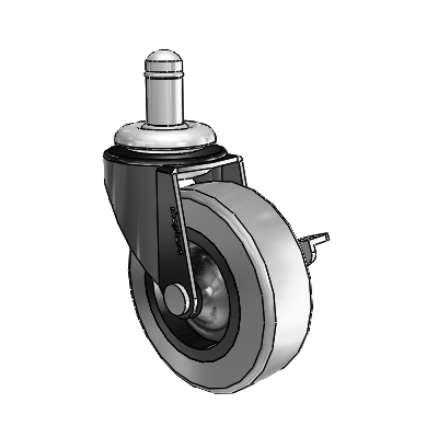 Regent Grip Ring Black Oxide Swivel Caster with 2.5 x .8125 Grey Thermoplastic Rubber Wheel and Side Brake