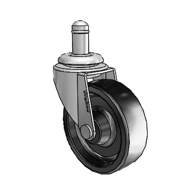 Roulette pivotante Regent Grip Ring en nickel poli, équipée d'une roue en polyoléfine noire de 2,5 x 0,8125