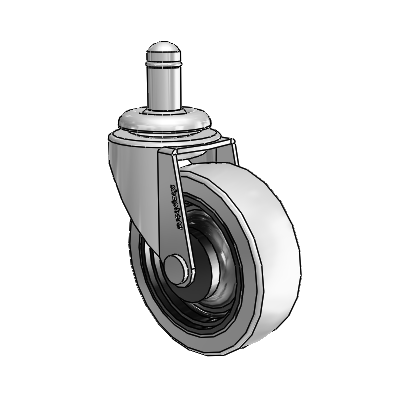 Regent Grip Ring Polished Nickel Swivel Caster with 2.5 x .8125 Grey Thermoplastic Urethane Wheel