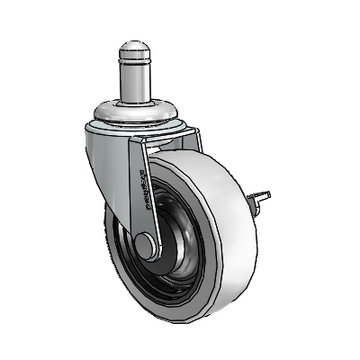 Regent Grip Ring Zinc Swivel Caster with 2.5 x .8125 Grey Thermoplastic Urethane Wheel and Side Brake