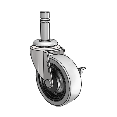 Regent Grip Ring Bright Chrome Swivel Caster with 2.5 x .8125 Grey Thermoplastic Urethane Wheel and Side Brake