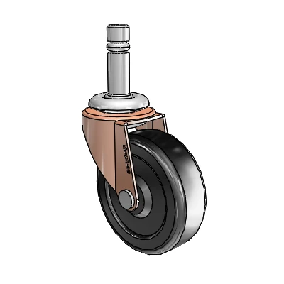 Regent Grip Ring Copper Oxide Swivel Caster with 2.5 x .8125 Black Hard Rubber Wheel