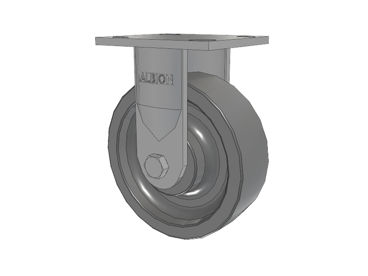 16 Series Top Plate Rigid Caster with 6 x 2 Grey Polyurethane XP - X-treme Plus Solid Polyurethane Wheel