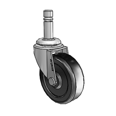 Regent Grip Ring Polished Nickel Swivel Caster with 2.5 x .8125 Black Soft Rubber Wheel