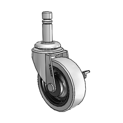 Regent Grip Ring Polished Nickel Swivel Caster with 2.5 x .8125 Grey Thermoplastic Urethane Wheel and Side Brake