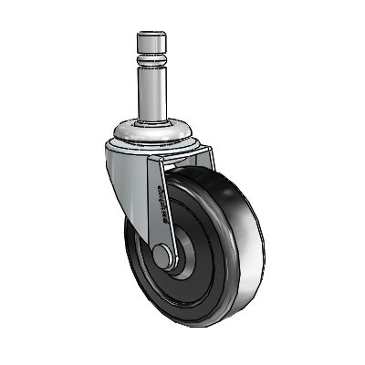 Regent Grip Ring Zinc Swivel Caster with 2.5 x .8125 Black Hard Rubber Wheel