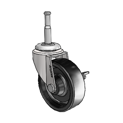Regent Grip Neck Bright Chrome Swivel Caster with 2.5 x .8125 Black Polyolefin Wheel and Side Brake