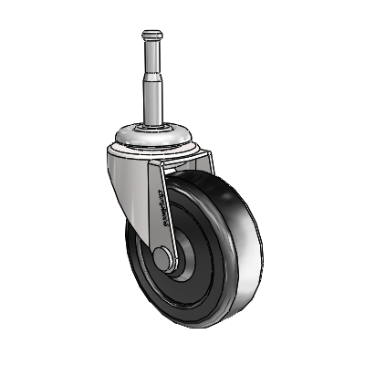 Regent Grip Neck Bright Chrome Swivel Caster with 2.5 x .8125 Black Soft Rubber Wheel