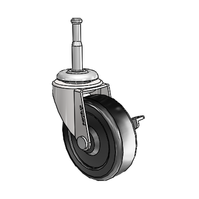 Regent Grip Neck Bright Chrome Swivel Caster with 2.5 x .8125 Black Soft Rubber Wheel and Side Brake