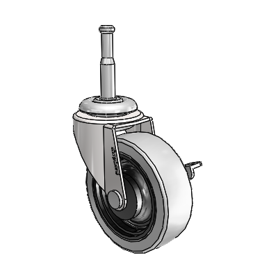 Regent Grip Neck Bright Chrome Swivel Caster with 2.5 x .8125 Grey Thermoplastic Urethane Wheel and Side Brake