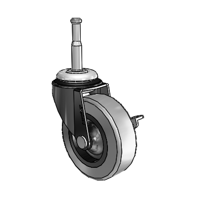 Regent Grip Neck Black Oxide Swivel Caster with 2.5 x .8125 Grey Thermoplastic Rubber Wheel and Side Brake