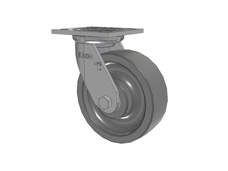 16 Series Top Plate Swivel Caster with 6 x 2 Grey Polyurethane XP - X-treme Plus Solid Polyurethane Wheel