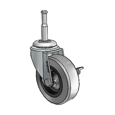 Regent Grip Neck Zinc Swivel Caster with 2.5 x .8125 Grey Thermoplastic Rubber Wheel and Side Brake