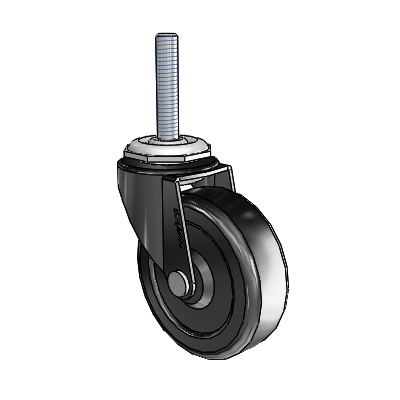 Regent Threaded Stem Black Oxide Swivel Caster with 2.5 x .8125 Soft Rubber Wheel