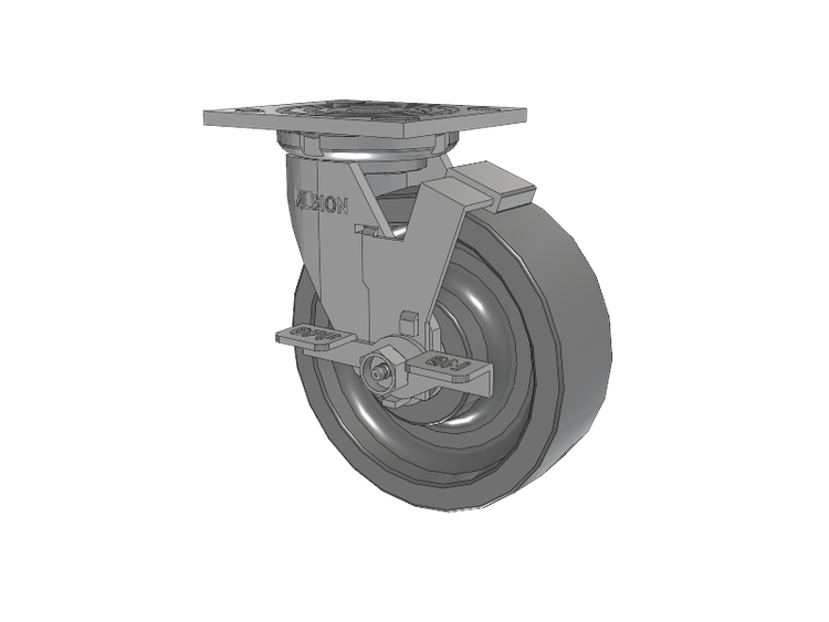 16 Series Top Plate Swivel Caster with 6 x 2 Grey Polyurethane XP - X-treme Plus Solid Polyurethane Wheel and Face Brake