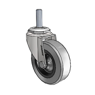 Regent Threaded Stem Bright Chrome Swivel Caster with 2.5 x .8125 Grey Thermoplastic Rubber Wheel