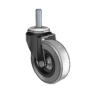Regent Threaded Stem Black Oxide Swivel Caster with 2.5 x .8125 Grey Thermoplastic Rubber Wheel