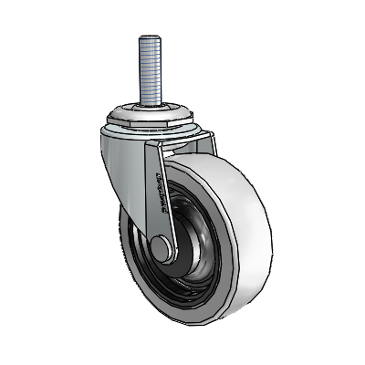 Regent Threaded Stem Zinc Swivel Caster with 2.5 x .8125 Grey Thermoplastic Urethane Wheel