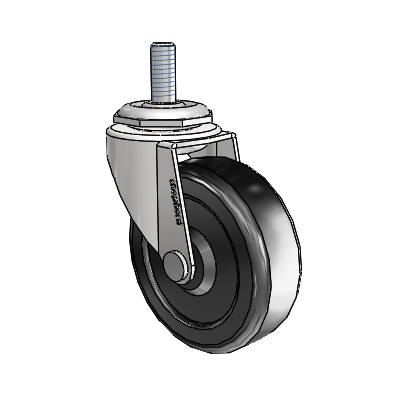 Regent Threaded Stem Bright Chrome Swivel Caster with 2.5 x .8125 Black Soft Rubber Wheel