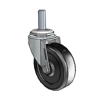 Regent Threaded Stem Zinc Swivel Caster with 2.5 x .8125 Black Hard Rubber Wheel