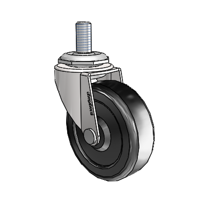 Regent Threaded Stem Bright Chrome Swivel Caster with 2.5 x .8125 Black Hard Rubber Wheel