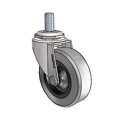 Regent Threaded Stem Bright Chrome Swivel Caster with 2.5 x .8125 Grey Thermoplastic Rubber Wheel