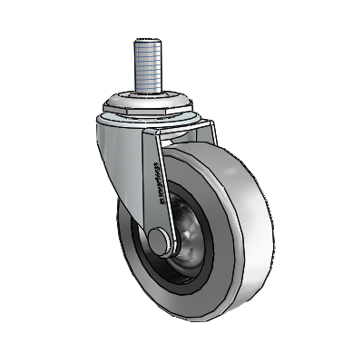 Regent Threaded Stem Zinc Swivel Caster with 2.5 x .8125 Grey Thermoplastic Rubber Wheel