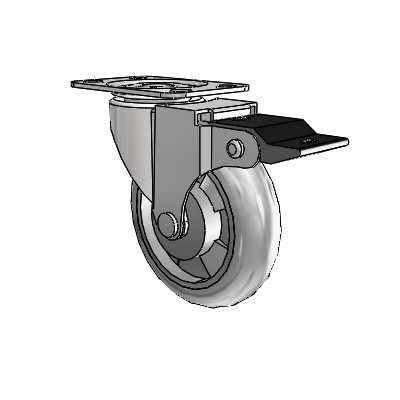Regent Top Plate Bright Chrome Swivel Caster with 3 x .8125 Grey MonoTech Wheel and Top Lock Brake
