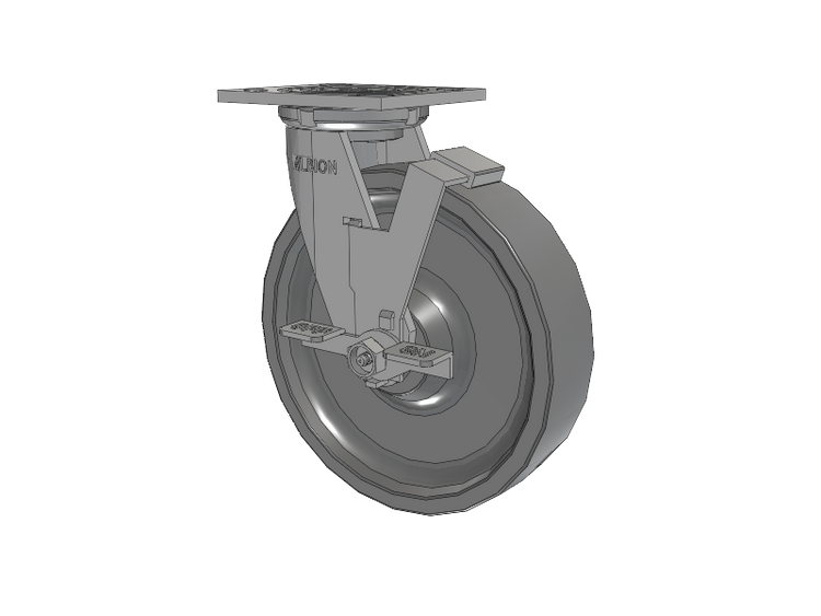 16 Series Top Plate Swivel Caster with 8 x 2 Grey Polyurethane XP - X-treme Plus Solid Polyurethane Wheel and Face Brake