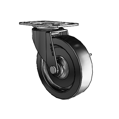 Regent Top Plate Black Oxide Swivel Caster with 3 x .8125 Polyolefin Wheel and Side Brake