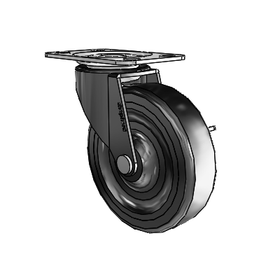 Regent Top Plate Black Oxide Swivel Caster with 3 x .8125 Hard Rubber Wheel and Side Brake