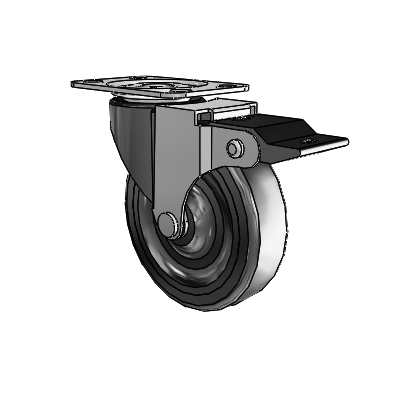 Regent Top Plate Black Oxide Swivel Caster with 3 x .8125 Hard Rubber Wheel and Top Lock Brake